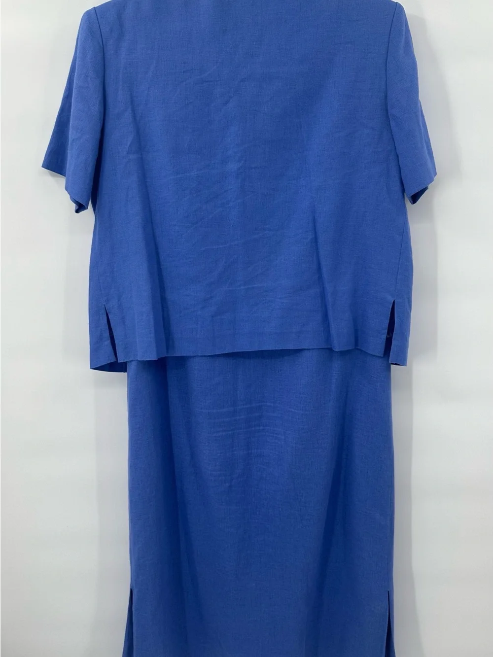 Vintage 90s Positive Attitude Blue Linen Blend Dress Jacket Set 6 NWOT 1180